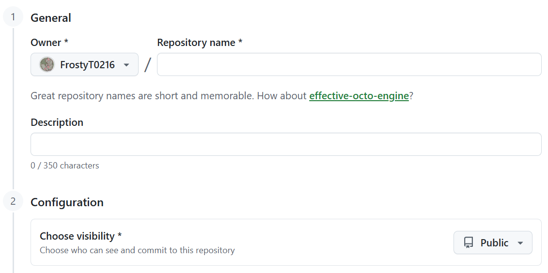 Github 代码仓库创建页面 Github 代码仓库创建页面